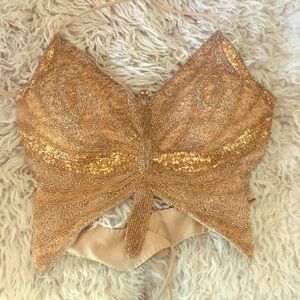 Gold Butterfly beaded, bikini top
